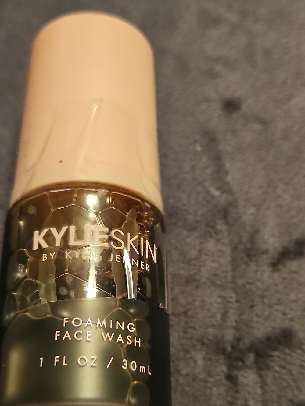 Kylie Cosmetics Foaming Face Wash - Cream Cap with Green Bottle and Gold Accents
